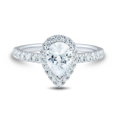 Pear Shape Lab Grown Diamond Halo Engagement Ring