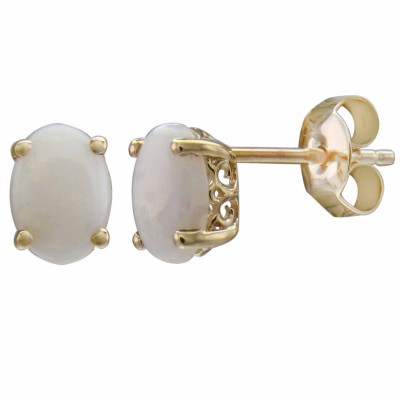 14Ky Oval Australian Opal Stud Earrings
