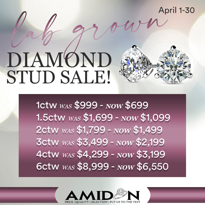 Enjoy April's Special Pricing on Lab Grown Diamond Studs