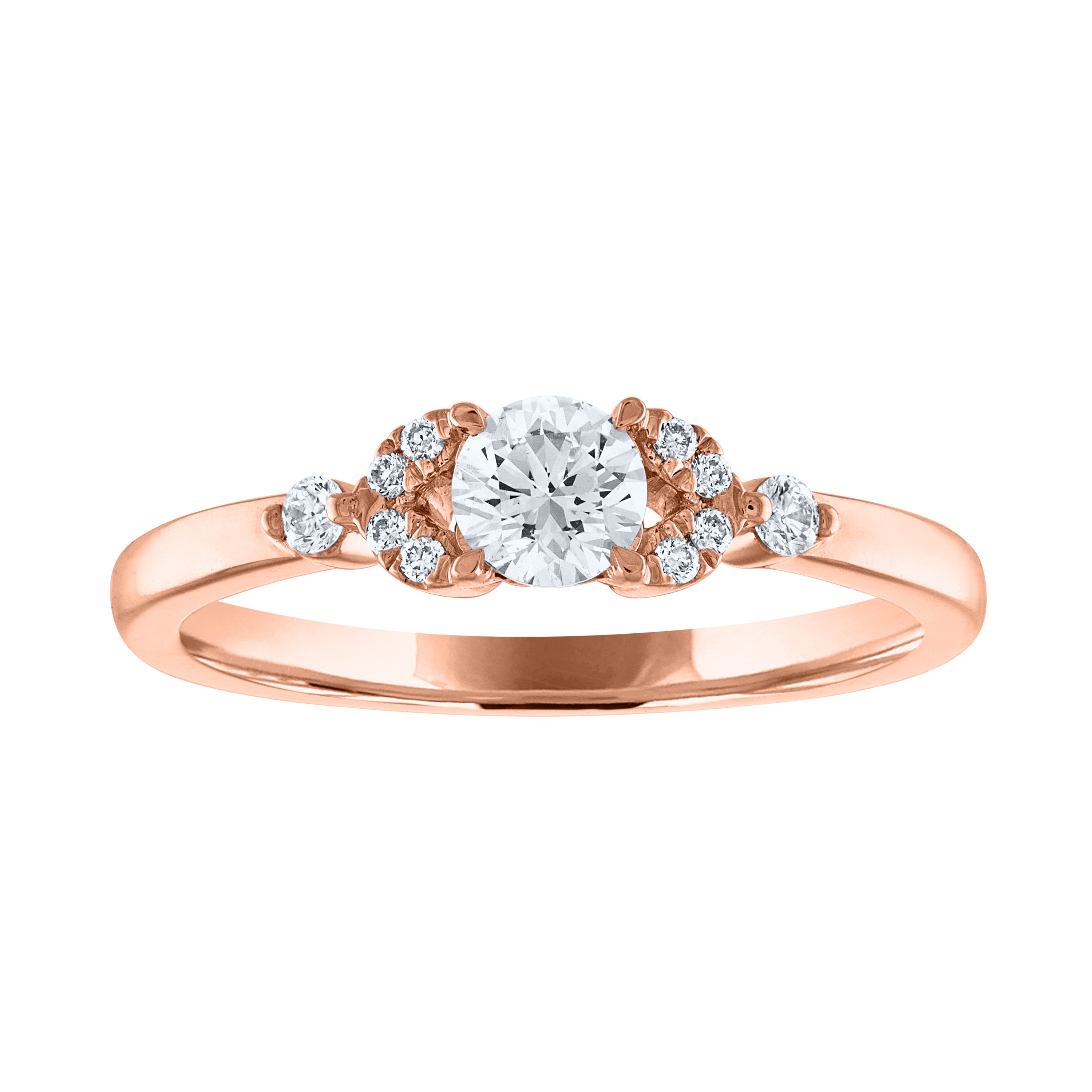 Lab Created - 10Kr .457Cttw Diamond Engagement Ring 1D=.257Ct 10D=.20Ct