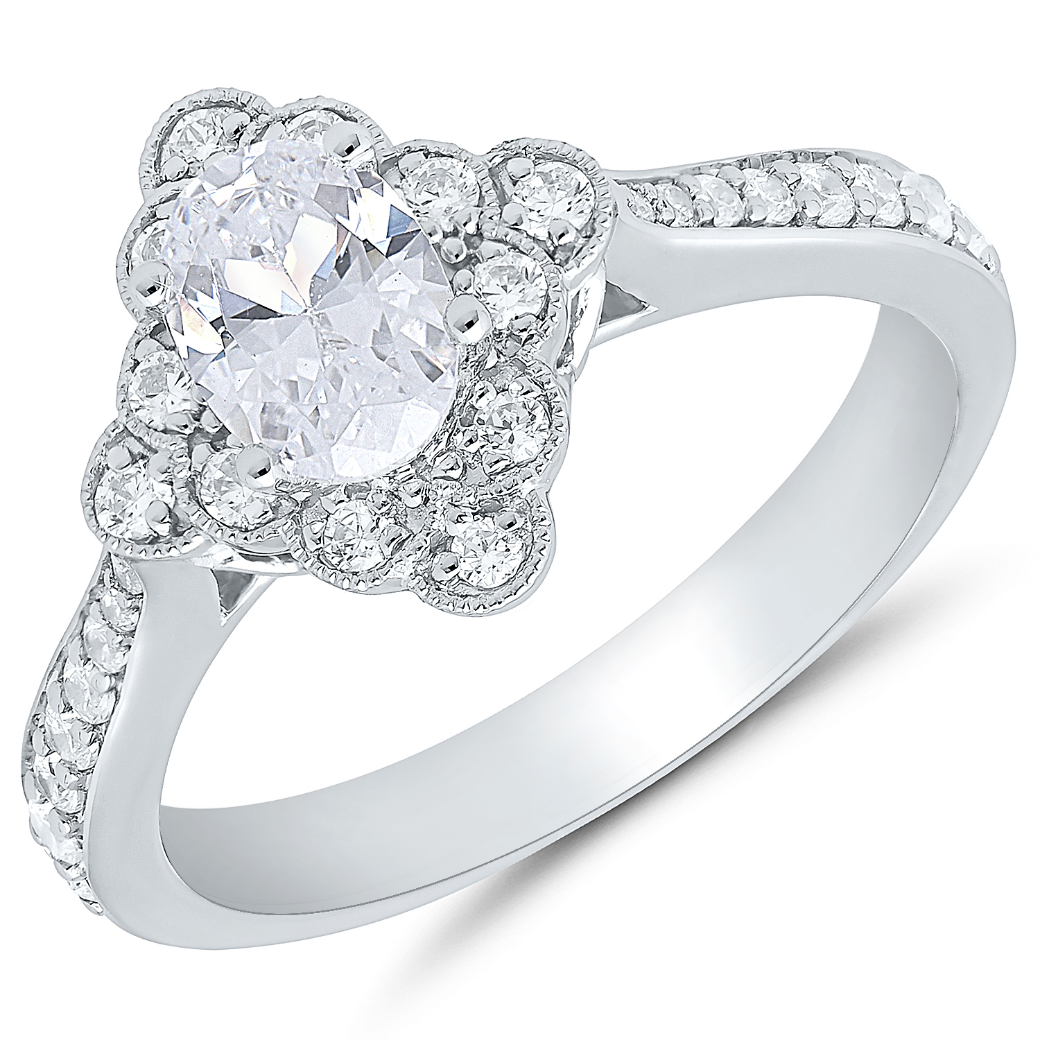 14Kw 3/4Cttw Diamond Engagement Ring 1Ov=.50Ct H/I I1/I2