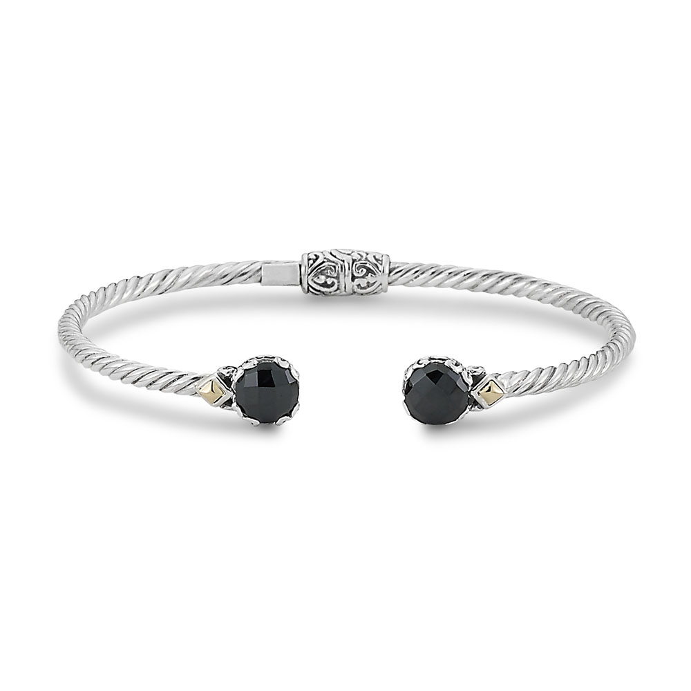 Ss/18k Black Spinel Twisted Cable Bangle