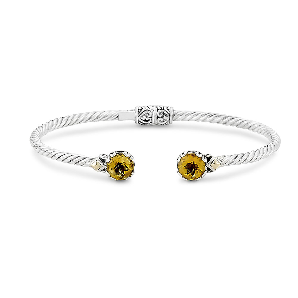 Ss/18k Citrine Twisted Cable Bangle