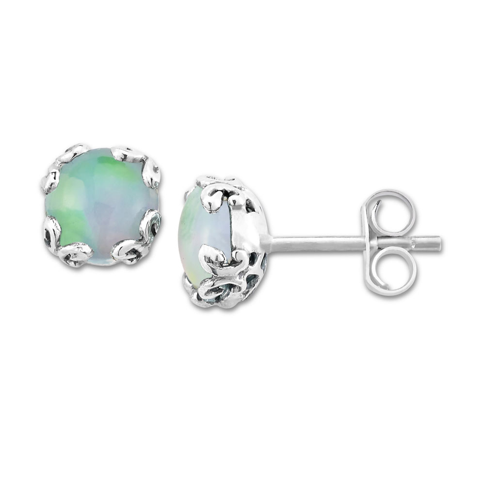 SS 7Mm Round Opal Studs
