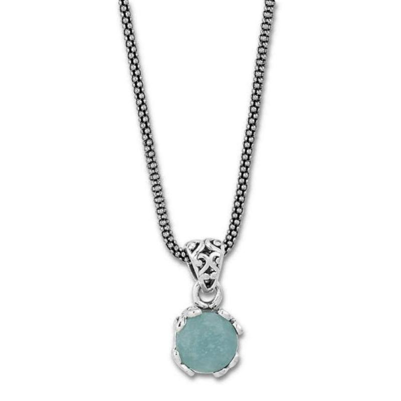 Ss 7Mm Rnd Aquamarine Pendant On Chain