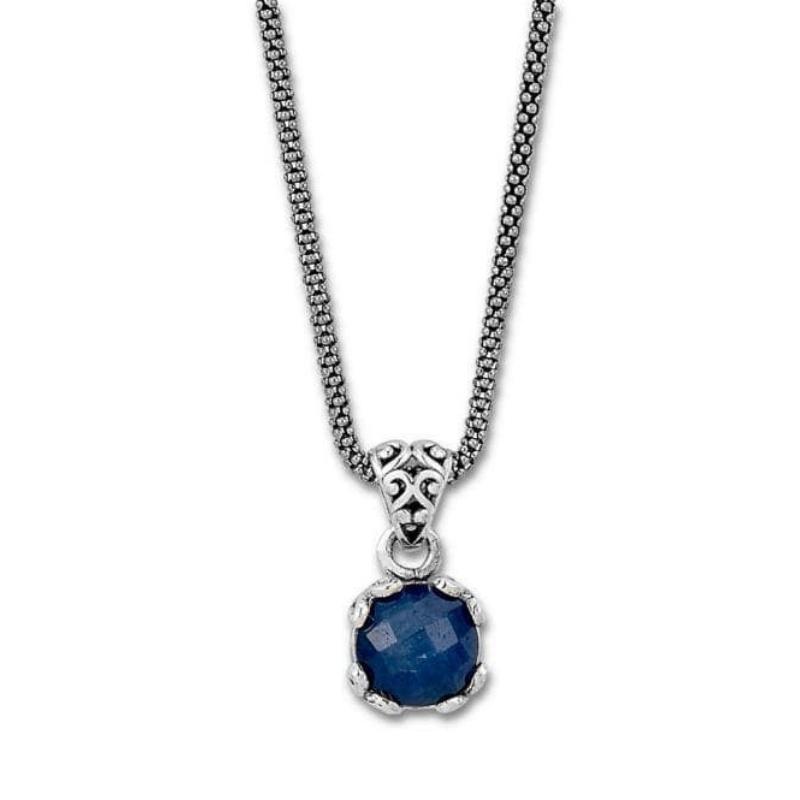 Ss 7Mm Rnd Blue Sapphire Pendant On Chain