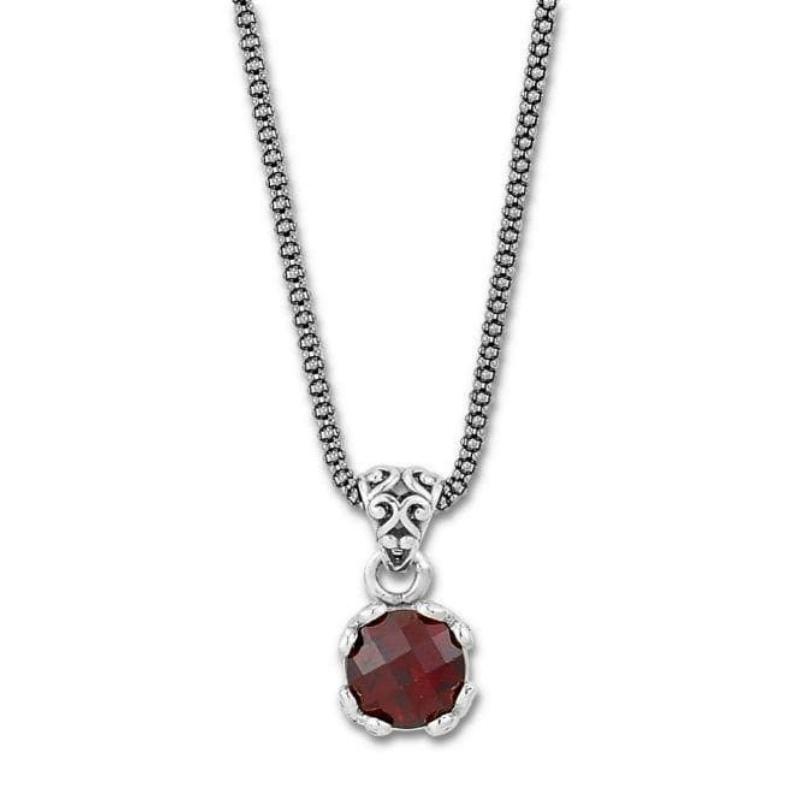 Ss 7Mm Rnd Garnet Pendant On Chain