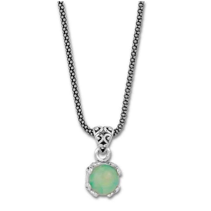 Ss 7Mm Rnd Opal Pendant On Chain