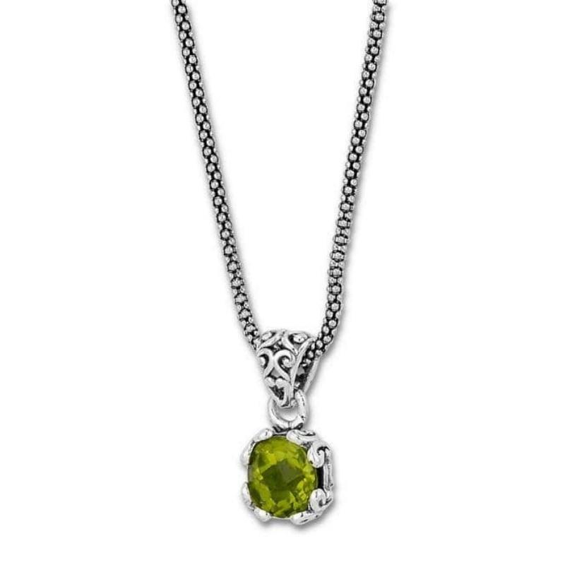 Ss 7Mm Rnd Peridot Pendant On Chain