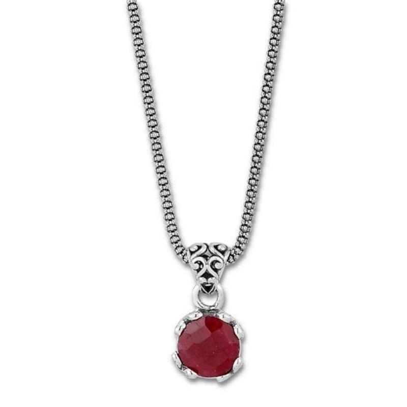 Ss 7Mm Rnd Ruby Pendant On Chain