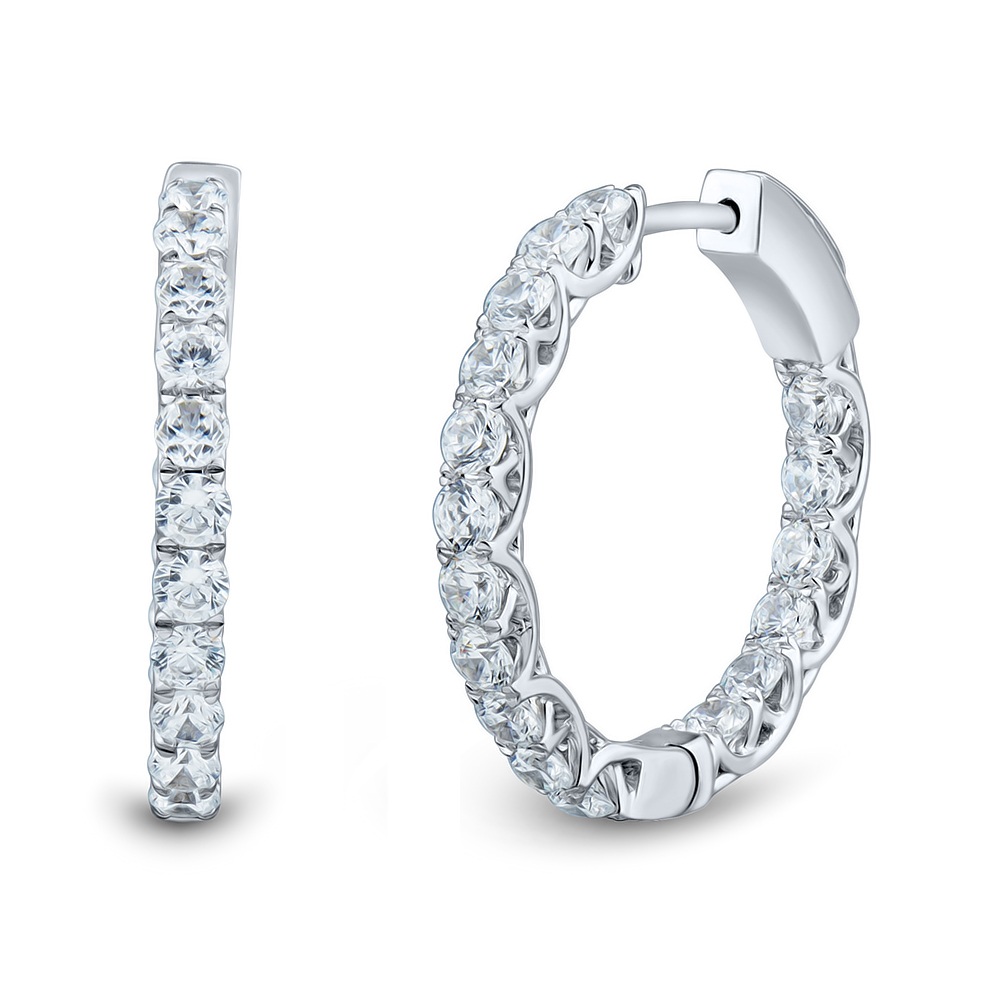 Lab Grown - 14K 2Cttw Inside/Out Diamond Hoops