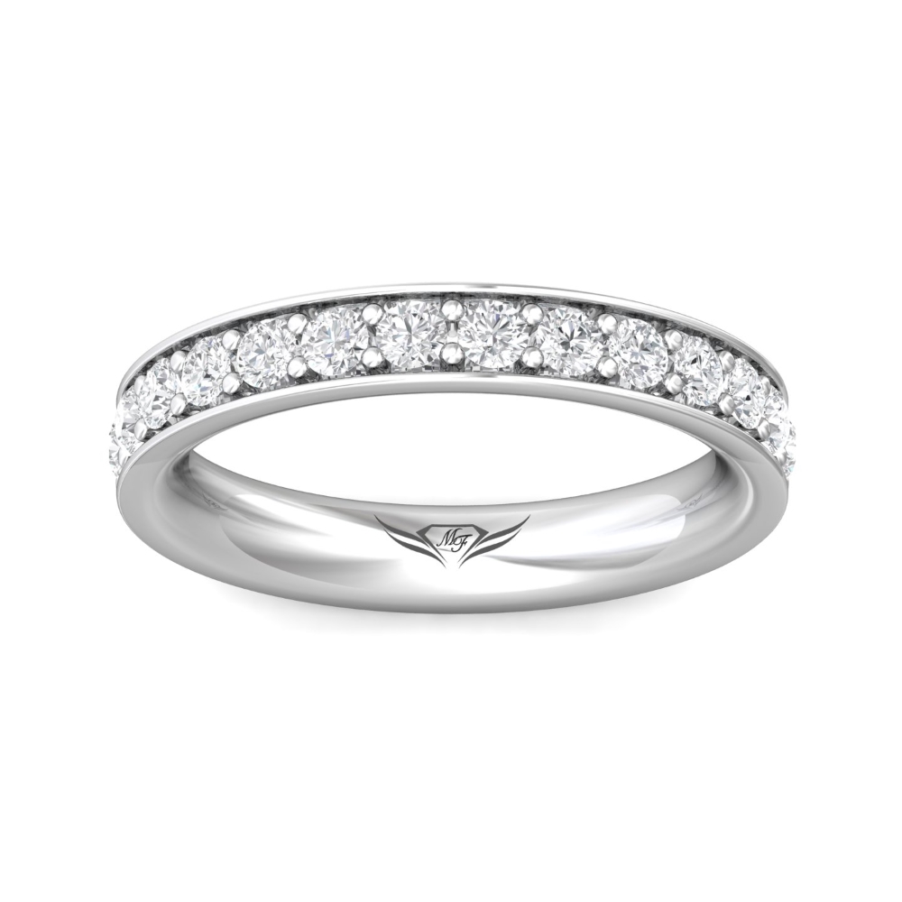 14Kw .73Cttw Prong Set Diamond Wedding Band W/Milgrain