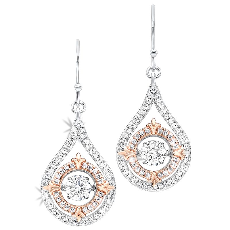 Two-Tone Sil/Rgp CZ Dangle Earrings