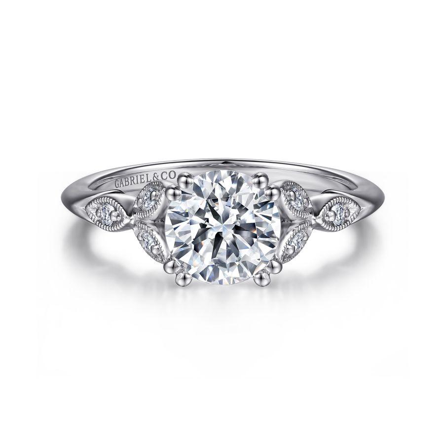 14K White Gold Round Diamond Engagement Ring  .07cttw