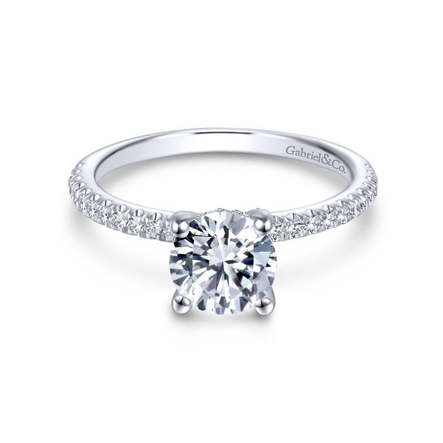 14K White Gold Round Diamond Engagement Ring - 0.27 Ct