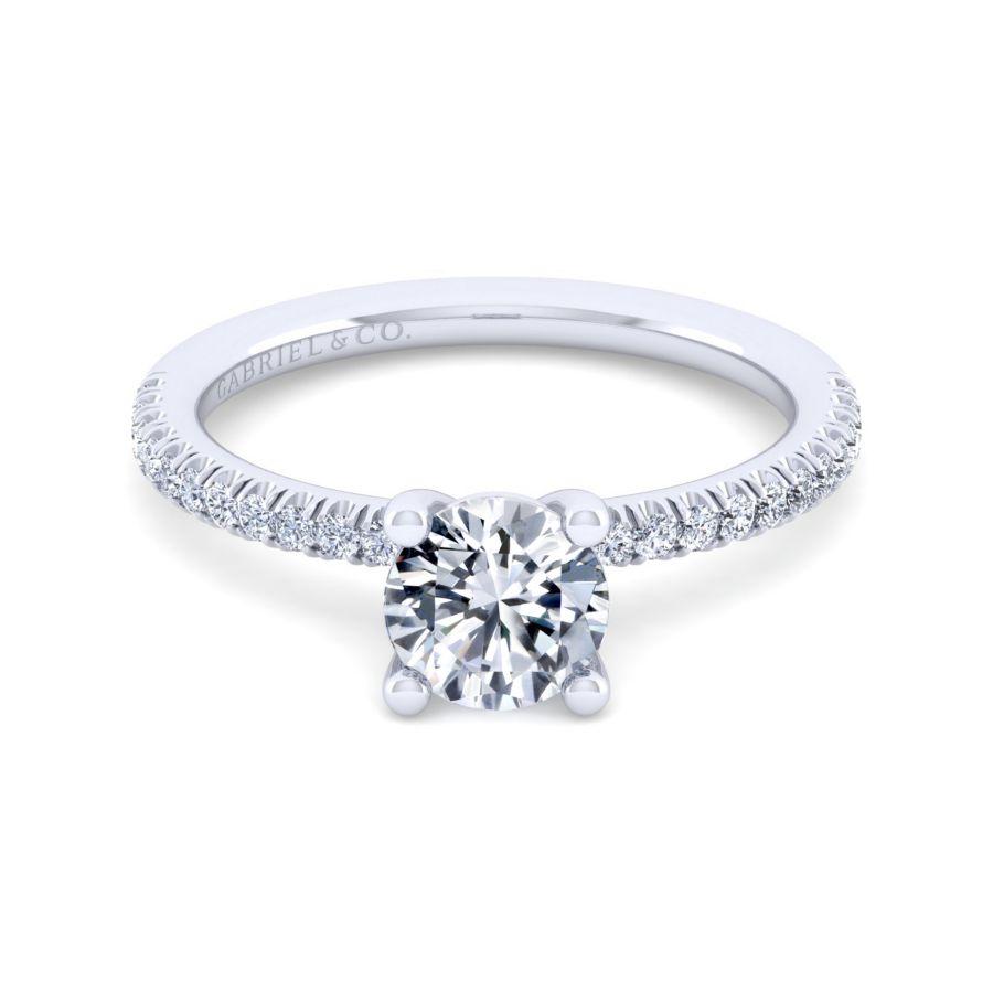 14K White Gold Round Diamond Engagement Ring - 0.17 Ct