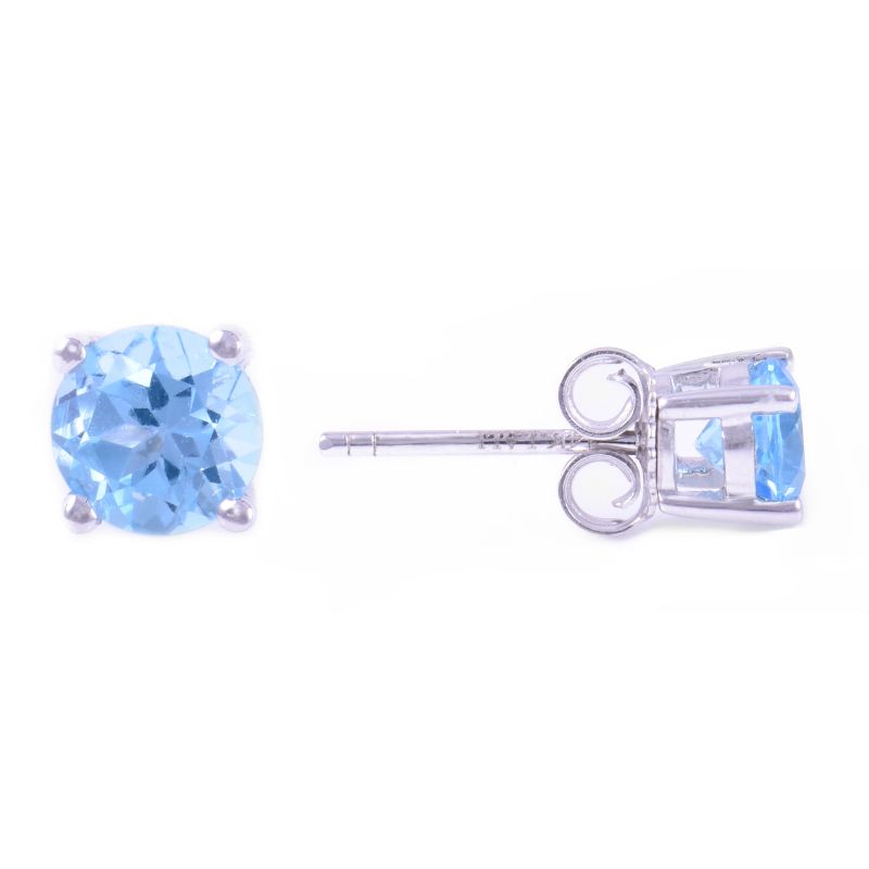 14kw 5mm Blue Topaz Studs