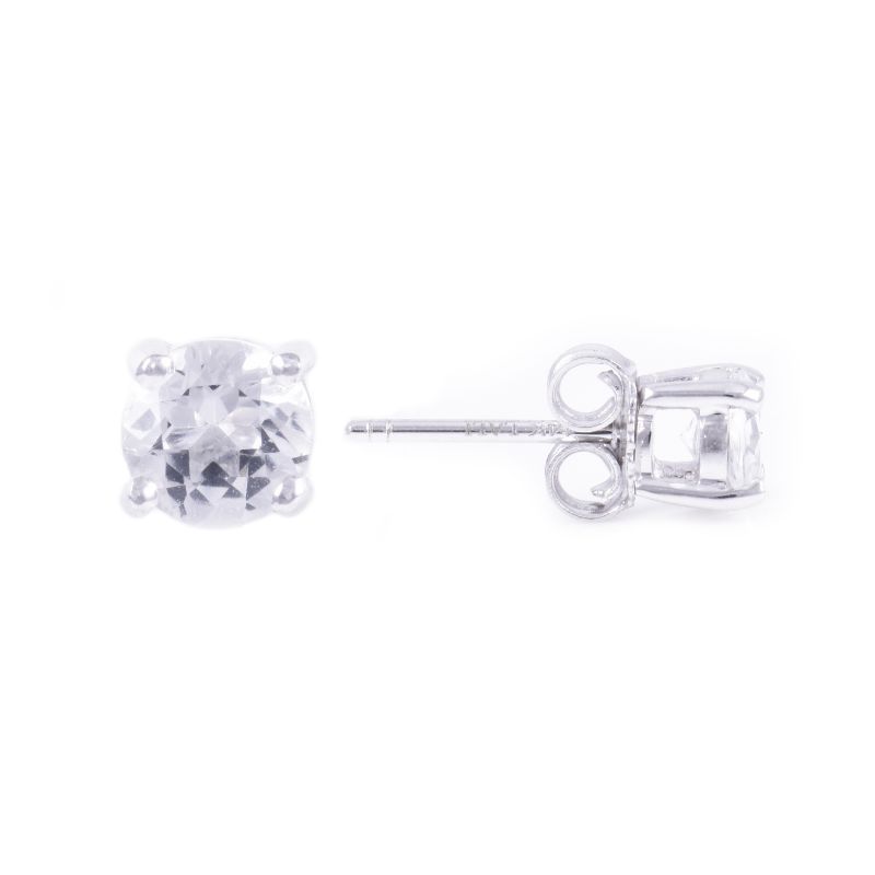 14kw 5mm White Topaz Studs