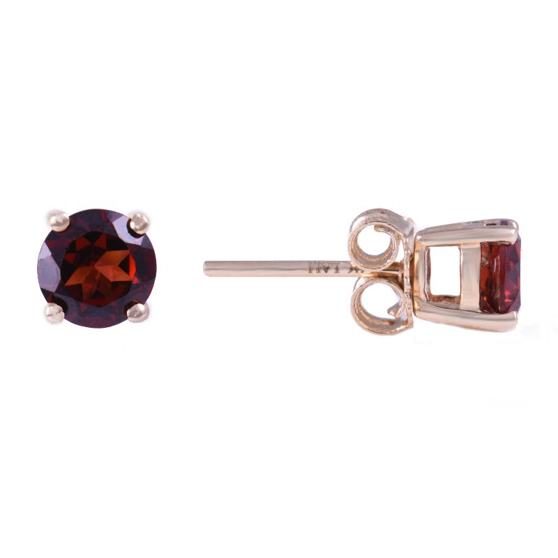 14ky 5mm Garnet Studs