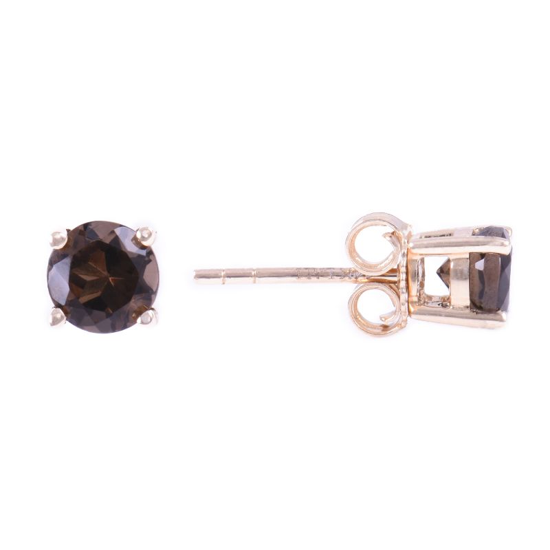 14ky 5mm Smokey Quartz Studs