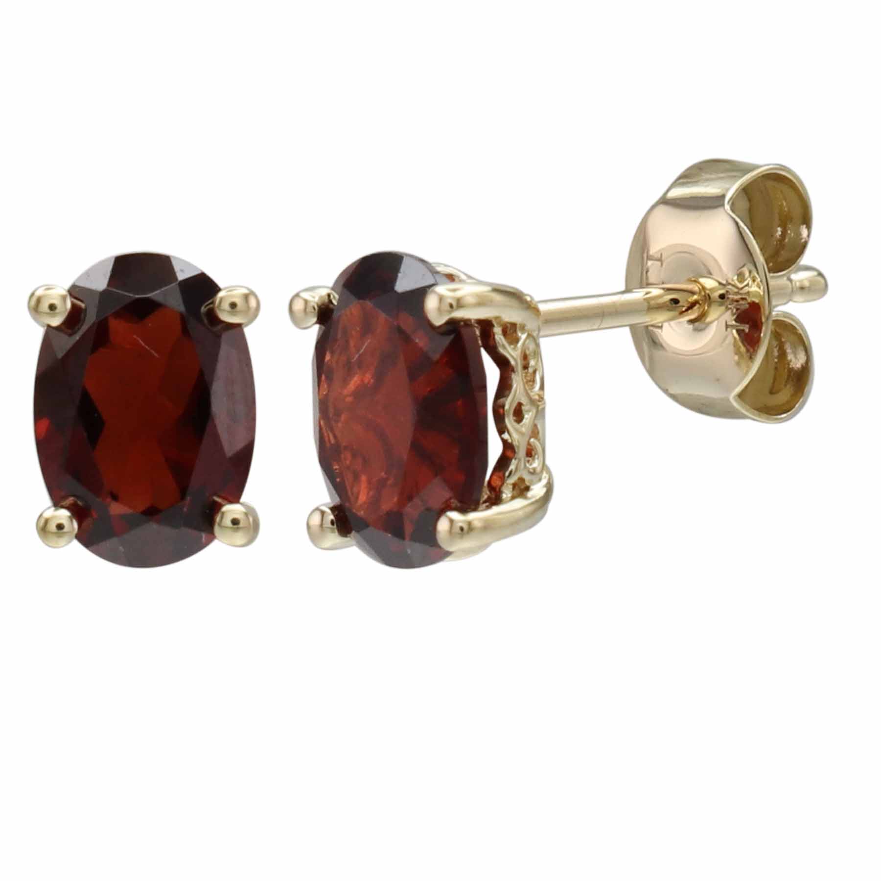 14Ky Oval Garnet Stud Earrings