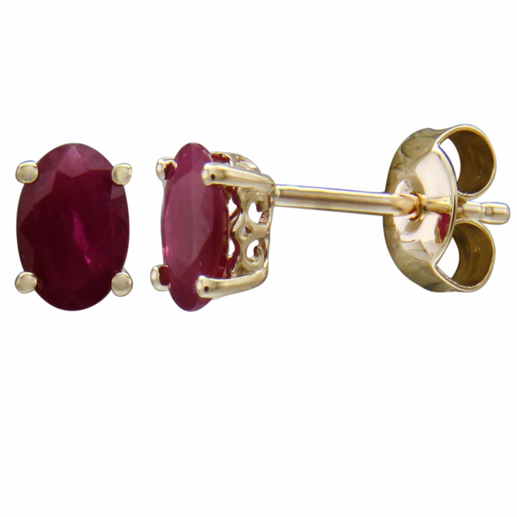 14Ky Oval Ruby Stud Earrings