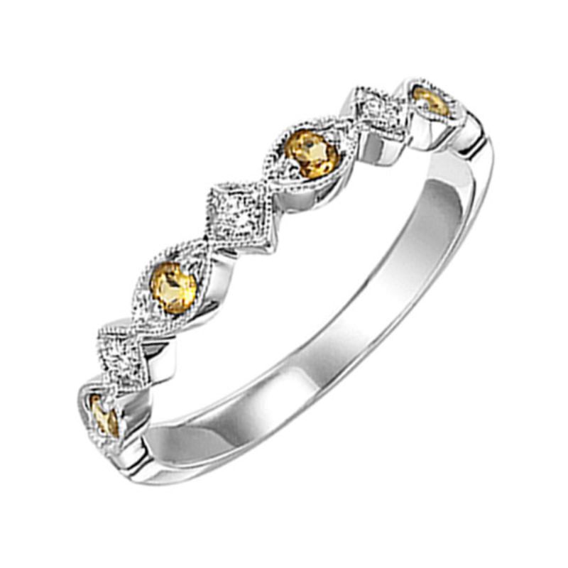10Kw Citrine & Diamond Stackable Band