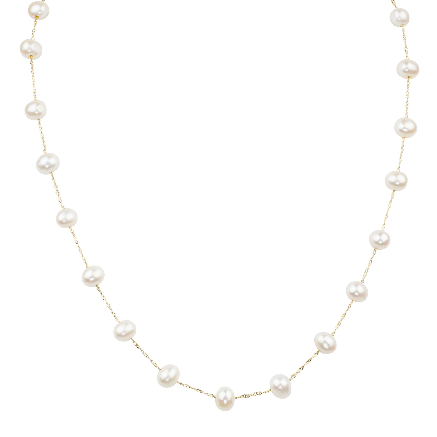 14ky 6-6.5mm Potato White Fresh Water Pearl Necklace