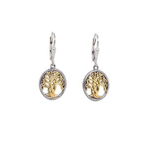 Ss/10Ky Tree Of Life Leverback Earrings - Small