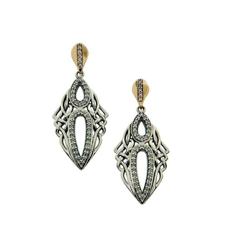 Ss/10K W/Cz Tribal Gateway Earrings