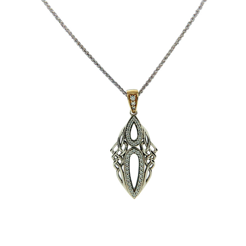 Ss/10K W/Cz Tribal Gateway Pendant - Small