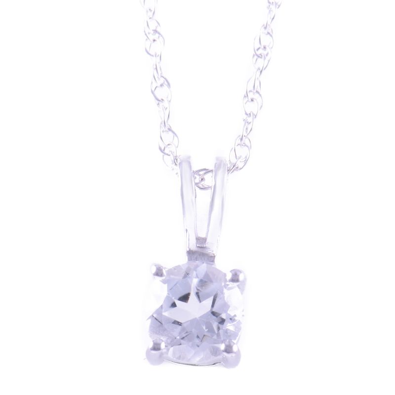 14kw 5mm White Topaz Pendant w/Chain