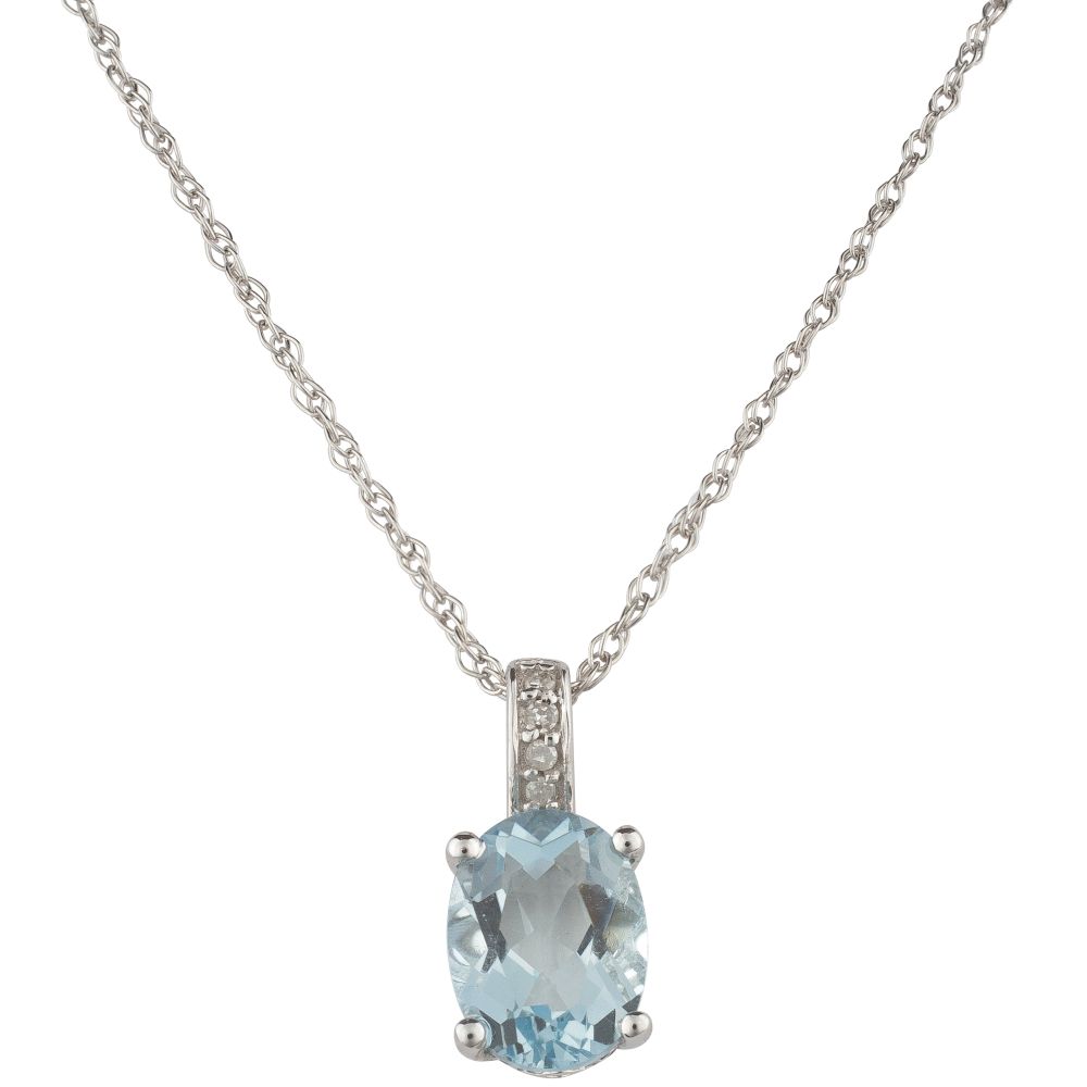 14Kw Aquamarine & Diamond Pendant
