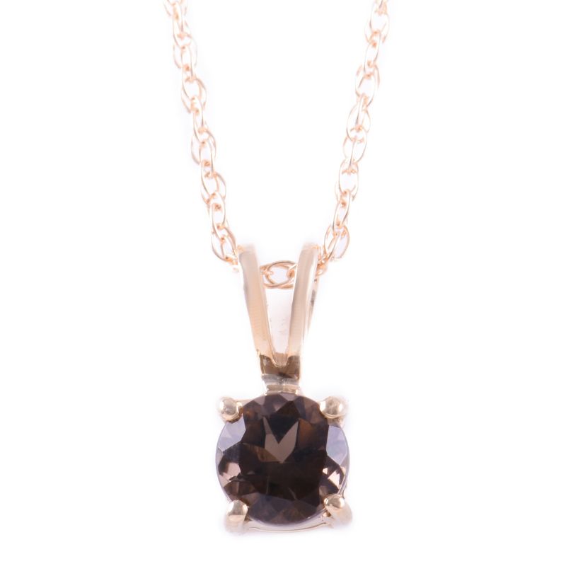 14ky 5mm Smokey Quartz Pendant w/Chain