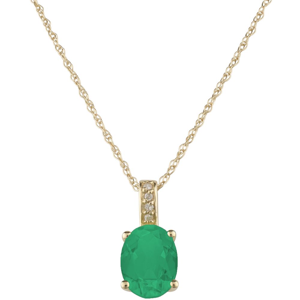14Ky Emerald & Diamond Pendant