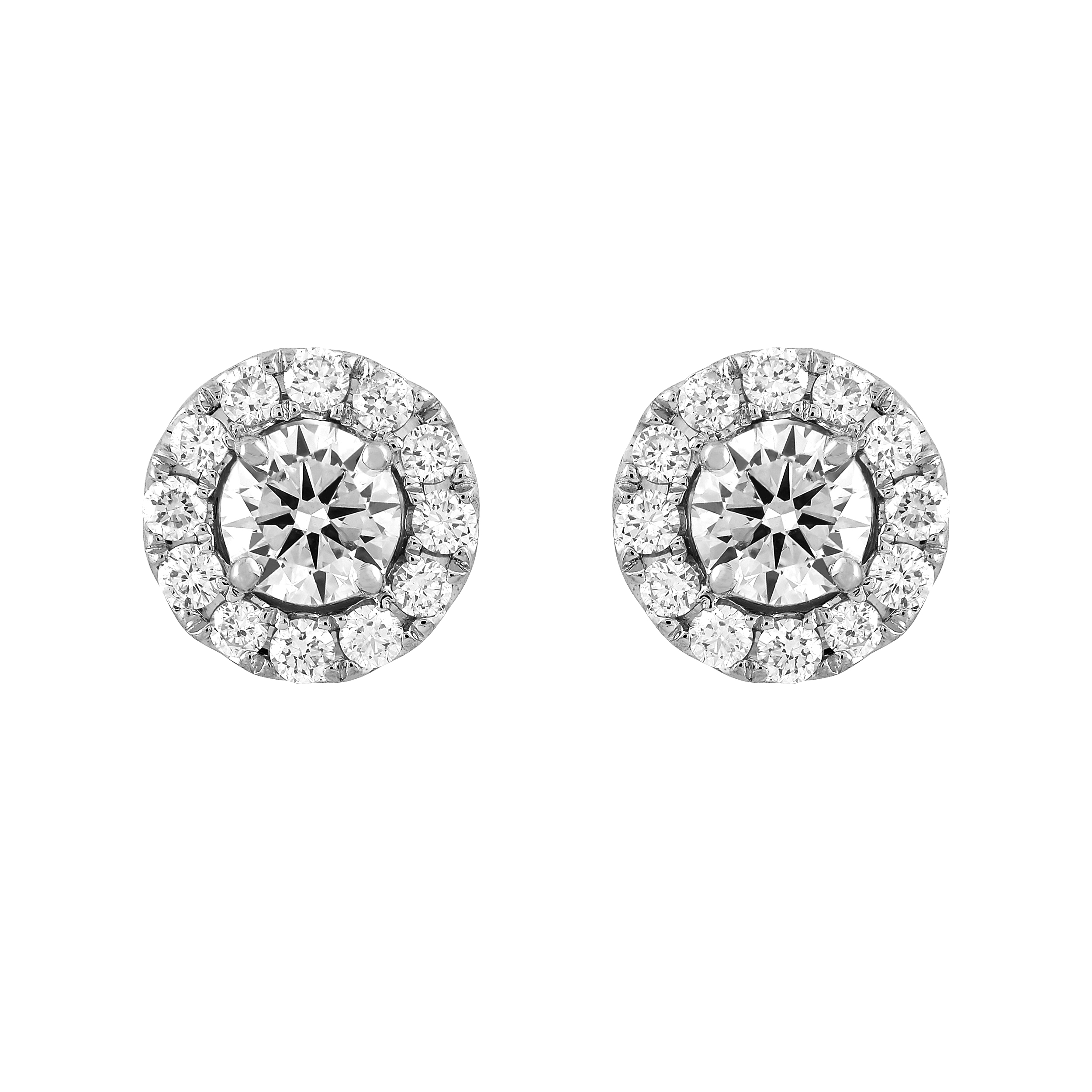 Lab Grown - 14Kw 1Cttw Diamond Halo Studs  2D=.60Cttw I Vs1/Vvs2  Igi Cert. Lg12964305 & Lg12099010