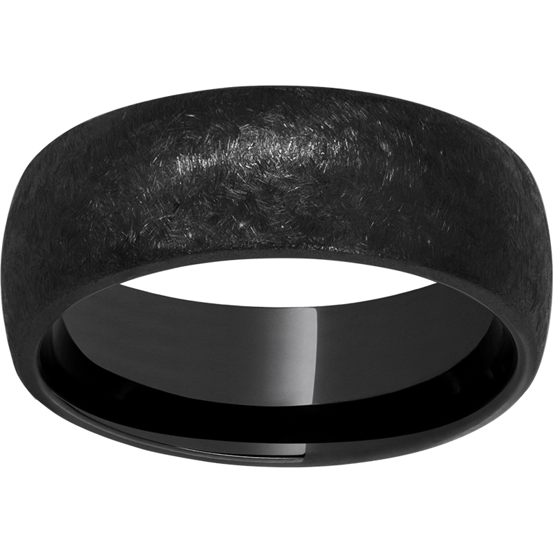 8mm Black Diamond Ceramic Domed Band with Nightwatch Finish Size 10