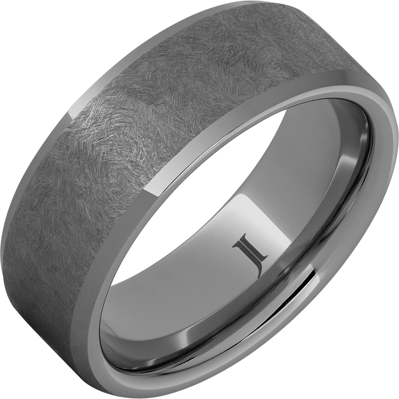 8mm Rugged Tungsten™ Beveled Edge Band with Sentinel Finish Size 11.5