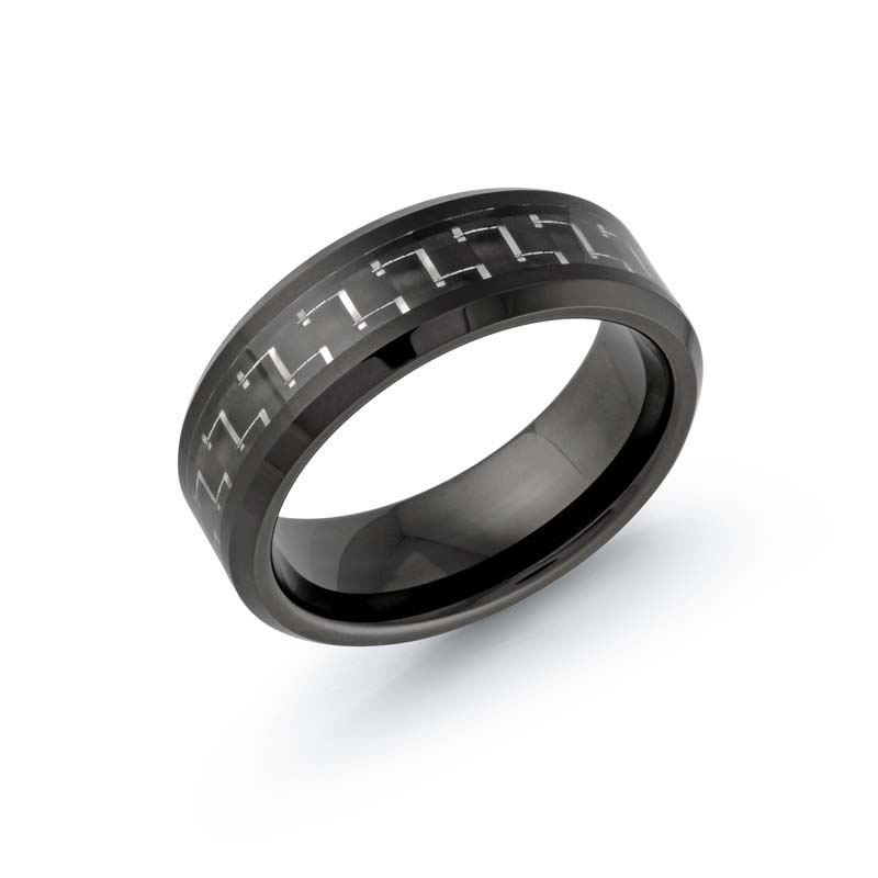 8Mm Black Tungsten Band - Size 11