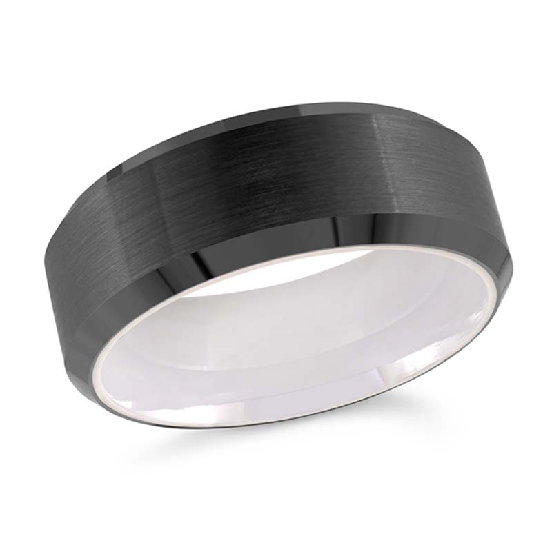 8Mm Black/White Tungsten Band - Size 11