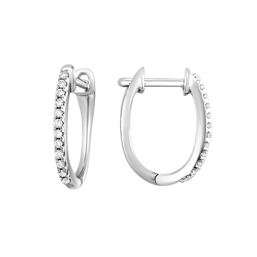 10Kw 1/10Cttw Diamond Hoop Earrings