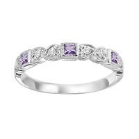 10Kw Diamond & Amethyst Stackable Band